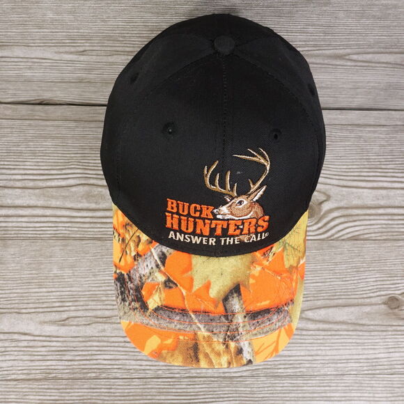 BUCK HUNTERS ANSWER THE CALL BLACK CAMO BASEBALL HAT CAP - Picture 2 of 7
